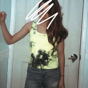 Tie-dye yellow and black tank top
